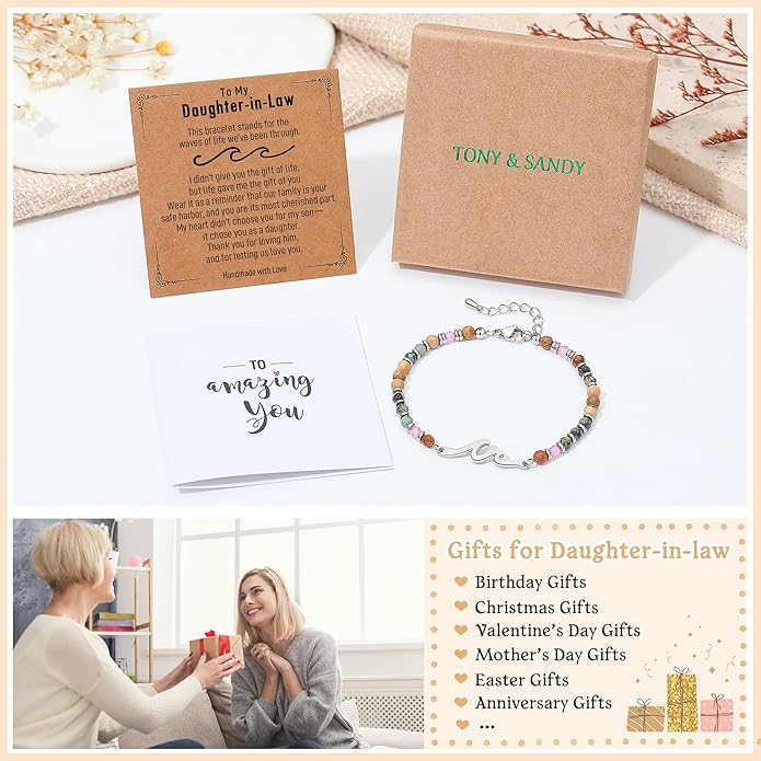 TONY & SANDY Friend Gifts for Women, Stocking Stuffers for Women, Sister Gifts from Sister, Wave Bracelet, Birthday Gifts for Woman, Bestie Friendship Bracelets, Unique Gifts for Her