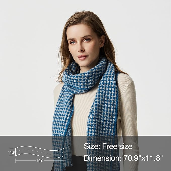 EURKEA 100% Cashmere 2025 Winter Scarf for Women Fringed Edges Warm & Soft Lightweight Solid/Plaid/Two-Tone Free Size