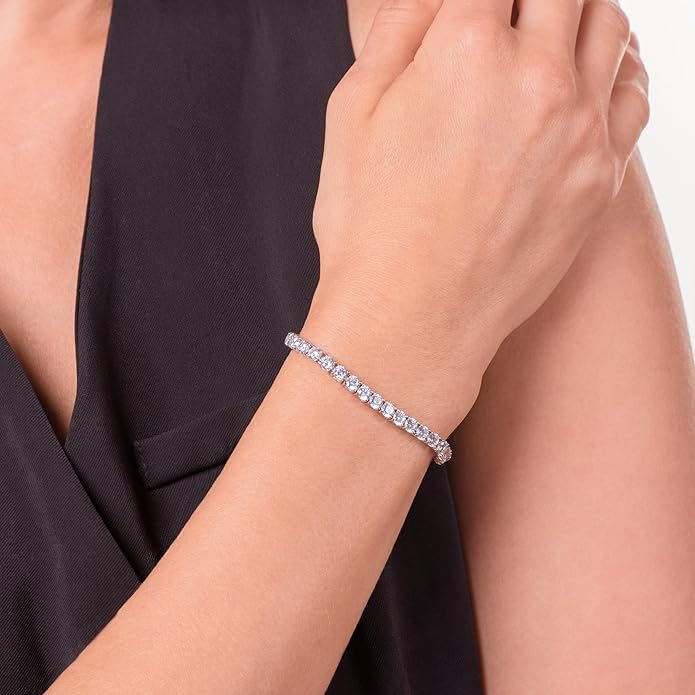 Amazon Essentials Plated Sterling Silver Round Cut Cubic Zirconia Tennis Bracelet