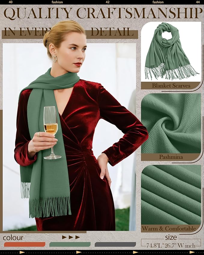 Oakgarden 3 Pack Winter Scarf for Women Pashmina Scarves Shawl Wraps Bridesmaid Gifts for Evening Dresses