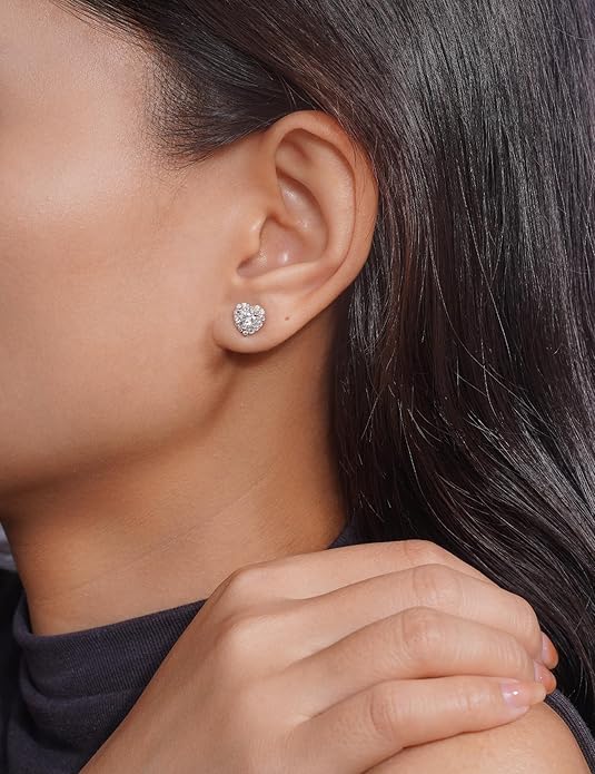 IMOLOVE Moissanite Stud Earrings for Women in Sterling Silver Hypoallergenic 1-3CT D Color Round Cut Moissante Earrings