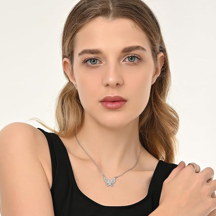 Dainty Gold Butterfly Bow Necklace for Women,18k Gold Plated Choker Necklaces for Women Waterproof & Daily & Simple, Gold Jewelry for Women