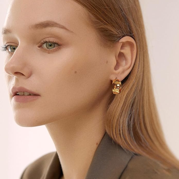 8mm Thick 925 Sterling Silver Hoops Earrings for Women 14K Real Gold Large Hoop Earrings Hypoallergenic and Lightweight Big Hoop Earrings for Women 20/30/40/50/60/70MM