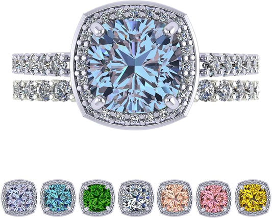 NANA Jewels Sterling Silver Engagement Rings for Women - Choose Simulated Morganite, Citrine, Aquamarine & More