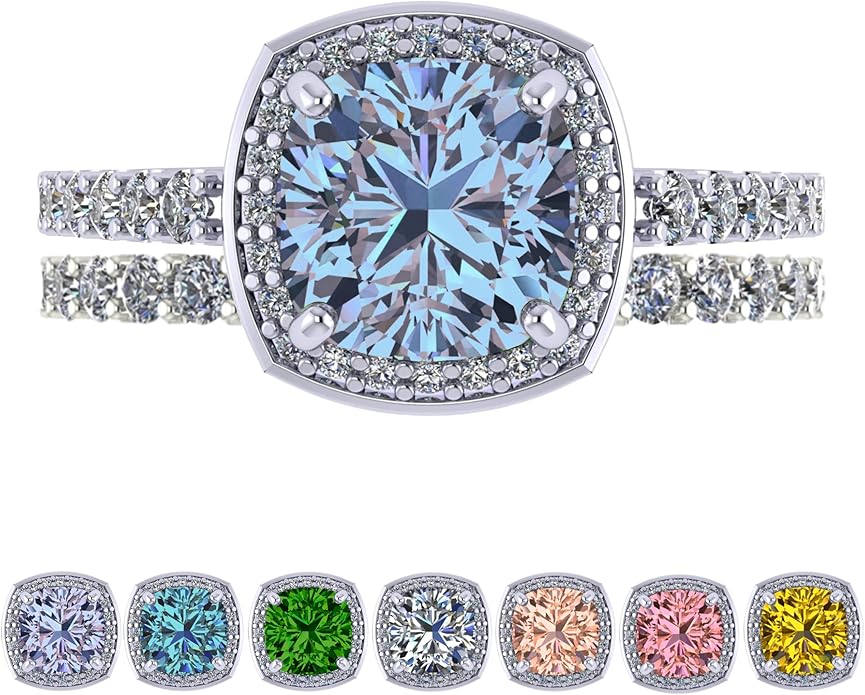 NANA Jewels Sterling Silver Engagement Rings for Women - Choose Simulated Morganite, Citrine, Aquamarine & More