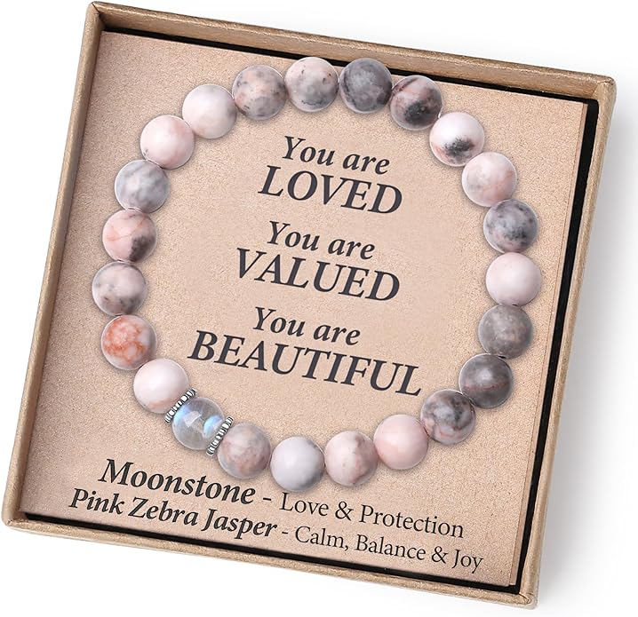 Christmas Stocking Stuffers for Kids/Girls/Teens-Love/Encouragement-Natural Crystal Bracelets-Handmade Cute Gifts