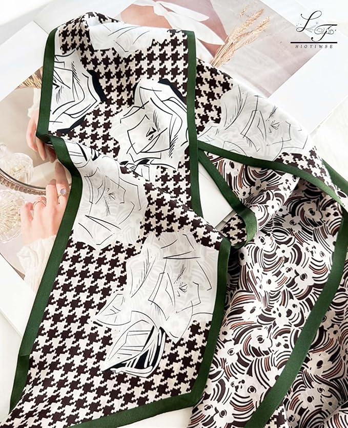 Hioyiwse Head Scarf Hair Neck Scarves For Women Purse Bag Scarfs For Handbags Silky Long Thin Satin Headscarf Fashion