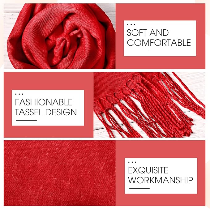Suhine 8 Pcs Winter Scarves Bulk for Women Lightweight Blanket Scarf with Tassel Edge Pashmina Shawl for Women Men