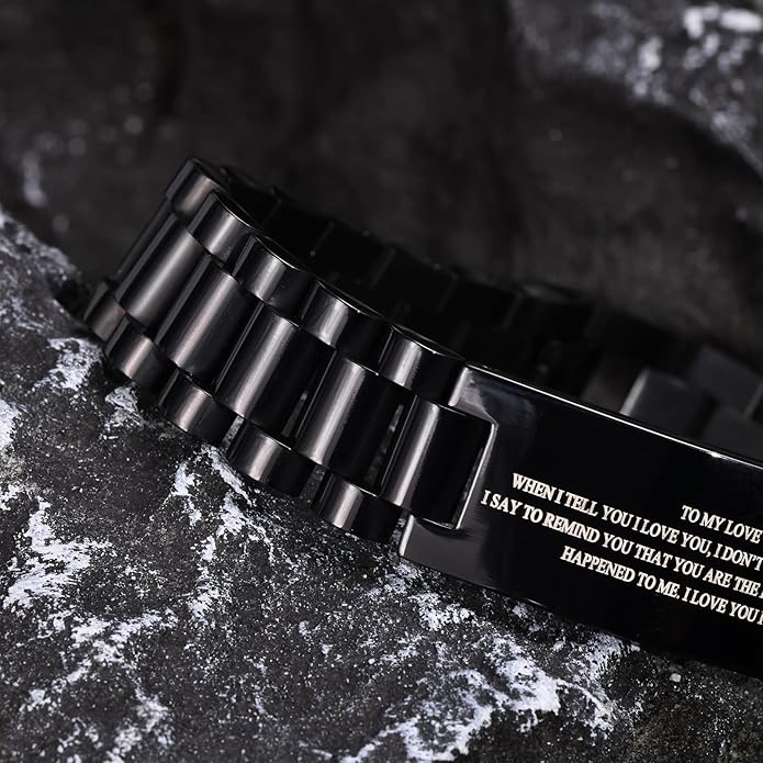 VNOX Masculine Watch Band Stainless Steel Link Bracelet Personalized Jewelry Gift for Men DAD Father Husband Boyfriend