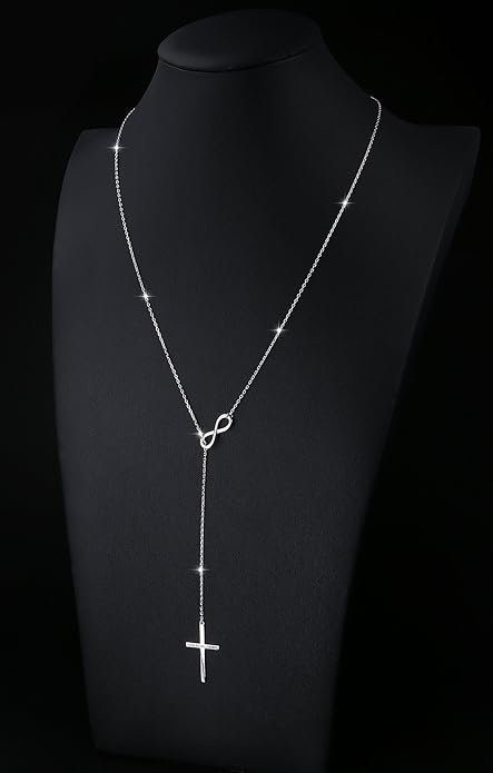 S925 Sterling Silver Y Necklace for Women butterfly/infinity Cross Necklace Lariat Necklace Drop Necklaces Y Necklace Jewelry for Women