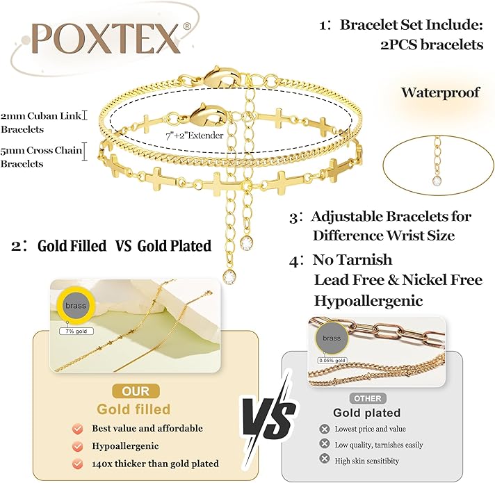 Gold Bracelets for Women Non Tainish,Dainty Bracelets Stack for Women Trendy, Gold Plated Cuff Bracelets Stack With Beaded Cuban Paperclip Snake Rope Bangle Hand Chain Jewelry Gifts for Women