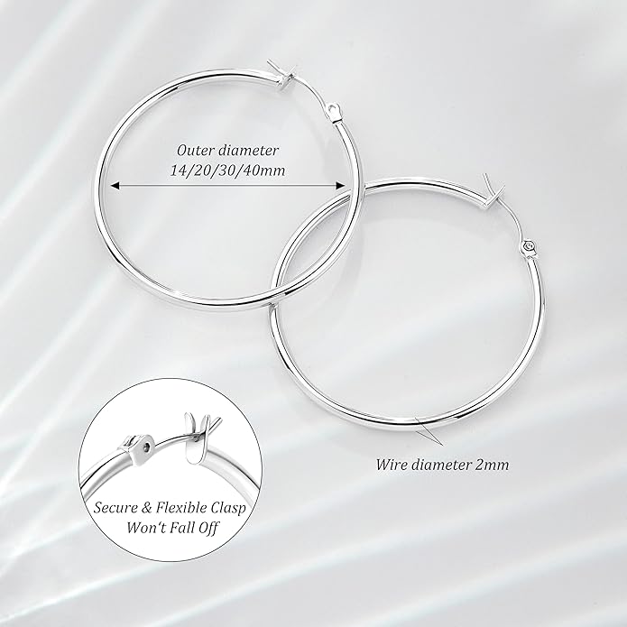 Gold Hoop Earrings Set for Women,14k Gold Plated Gold Hoops with Sterling Silver Post Hypoallergenic Thin Hoop Gold Earrings for Girls Trendy Jewelry Gifts