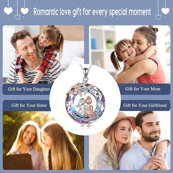 AOBOCO Gifts for Sister 2 3 Sisters Necklace for Women Sterling Silver Sister Crystal Pendant Jewelry Birthday Christmas Gifts for Friend Female Friendship Lasts Forever