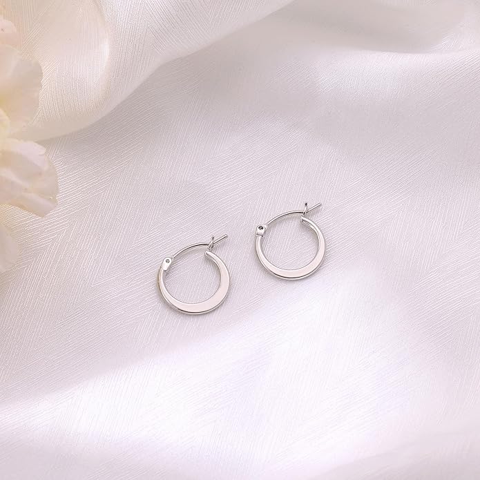 Gacimy Flattened 14K Gold Plated Hoop Earrings for Women, 14K Real Gold Plated Hoops with 925 Sterling Silver Post,Hypoallergenic Lightweight Earring
