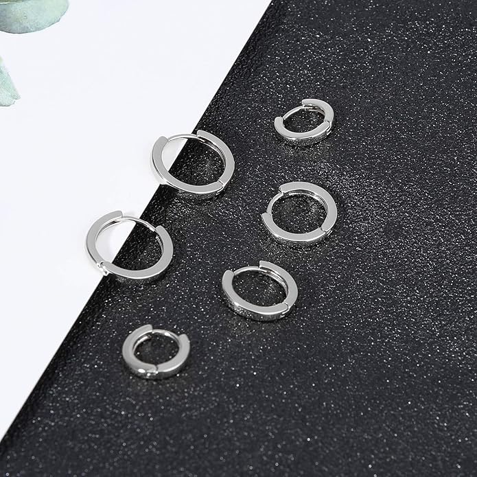 micuco 3 Pairs Small Hoop Earrings Set for Women, 14K Gold Plated Huggie Hoop Earrings for Men, Tiny Cartilage Hypoallergenic Earring Set
