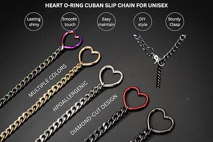Chunky Gold Choker Necklaces for Women, Long Gold Chain Heart Necklace, 36 Inches Slip Chain Adjustable Lariat Heart Y Necklace for Women and Men, Goth Chunky Heart Necklace Jewlery Gifts