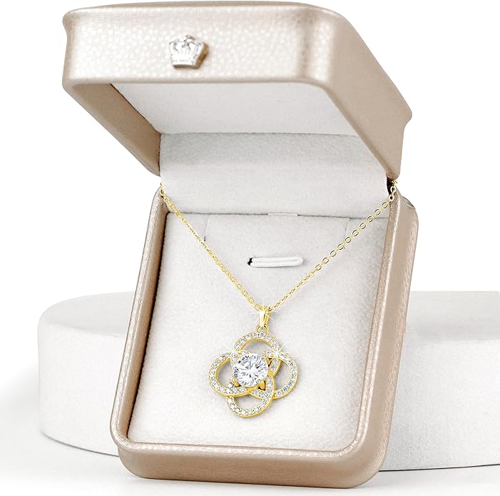 Moissanite Pendant Necklace for Women – 925 Sterling Silver Necklace for Women Infinity Pendant, Dainty Silver Jewelry Gift Box for Mom Wife Girlfriend – Birthday Anniversary 1-3 CT