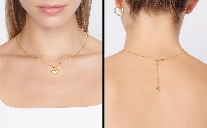 Jewelry Atelier Gold Filled Pendant Necklace Collection - 14K Yellow Gold Filled Pendant Necklace with Solid Clip Chain for Women (Different Sizes and Styles with Extension/Adjustable Chain)