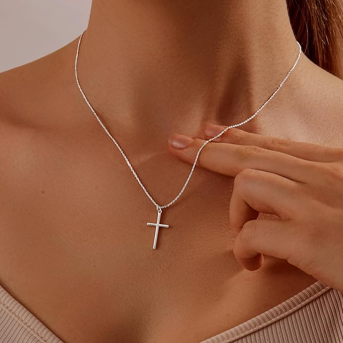 Partm Gold Cross Necklace for Women 14K Plated Dainty Pendant Cross Chain Faith Crucifix Choker Baptism Necklace for Women Trendy Religious Jewelry Hypoallergenic