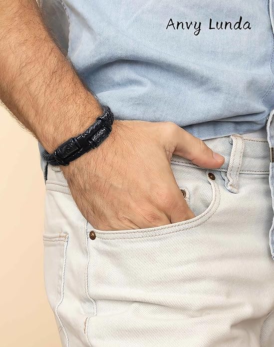 Viking Compass Celtic Knot Bracelet, Mens 14K Gold Plated Black Braided Leather Cuff, 316L Stainless Steel Jewelry for Women Friend Father Husband Son