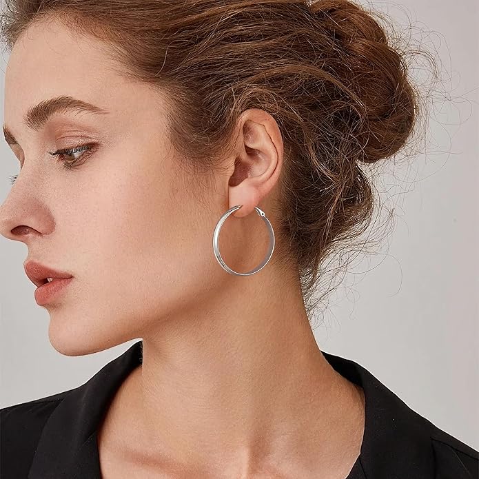 Gacimy 14K Gold Plated Hoop Earrings for Women, 14k Real Gold Plated with 925 Sterling Silver Post, Hypoallergenic Lightweight Thick Hoops Earrings for Women Trendy