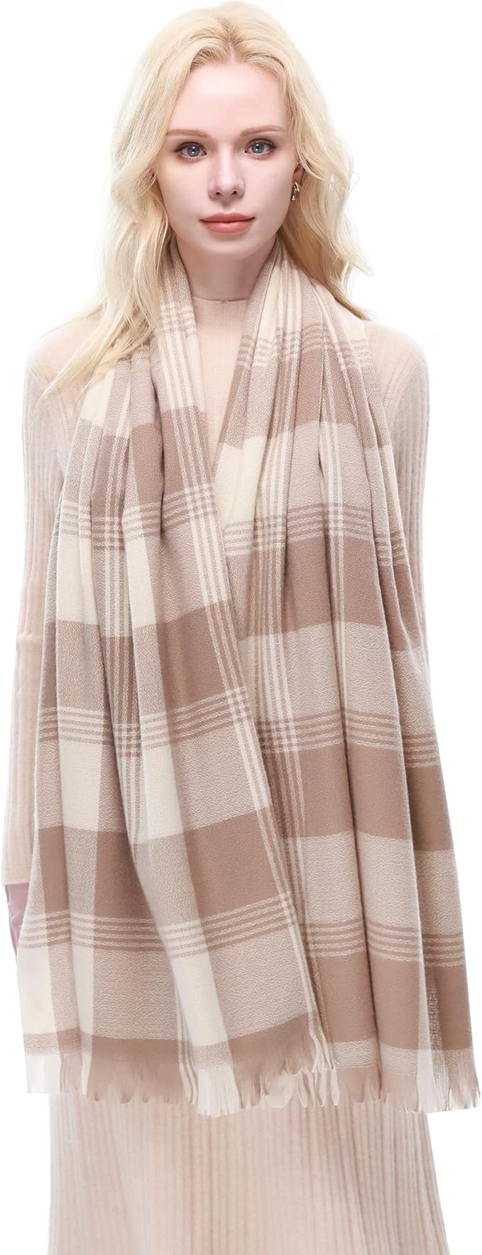 RIIQIICHY Plaid Scarf for Women Fall Winter Pashmina Scarves Wraps for Cold Weather Warm Large