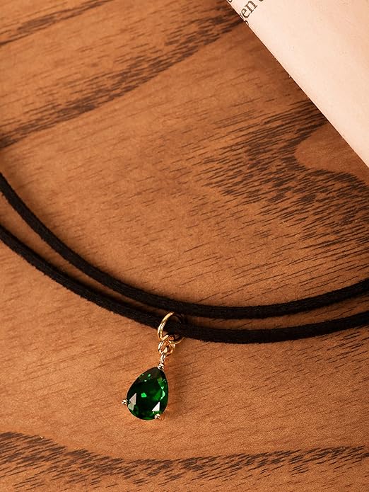 Sacina Layered Black Choker Necklace, Glass Teardrop Chocker, Black Necklace, Gothic Goth Boho Choker, Christmas Jewelry Gift For Women