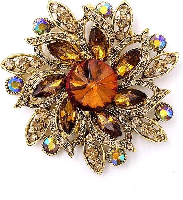 LAXPICOL Vintage Women's Austrian Crystal Elegant Flower Brooch Wedding Broach Pin