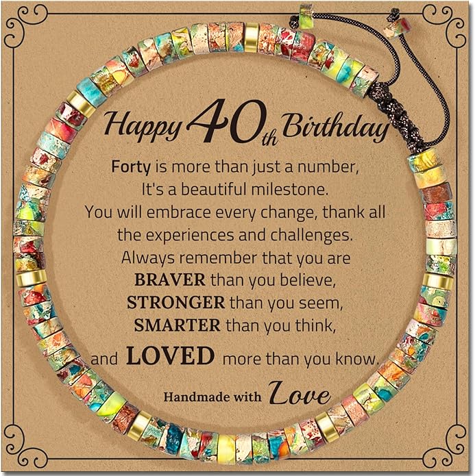 30th 40th 50th 60th 70th 80th Birthday Gifts for Women, Natural Stone Bracelet Birthday Gifts for Mom Daughter Grandma Sister Friends Coworker