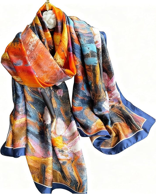 Clysoru Silk Scarf For Women Hair Scarves Lightweight Satin Elegant Shawl Wraps Bufanda Mujer Fashion Accessories 70.8"X35.4"