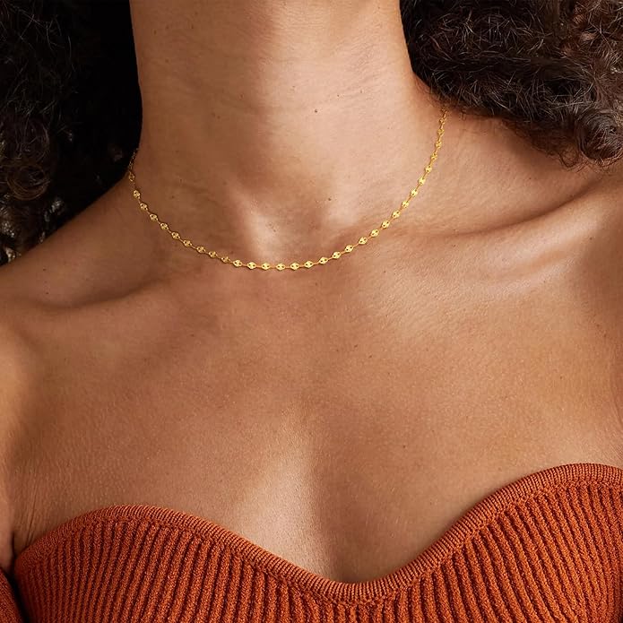 925 Sterling Silver Chain Necklace Link Chain Necklace for Women Simple Dainty 16K Gold Plated Necklace for Women Minimalist Waterproof Silver Necklace Trendy Jewelry Gifts