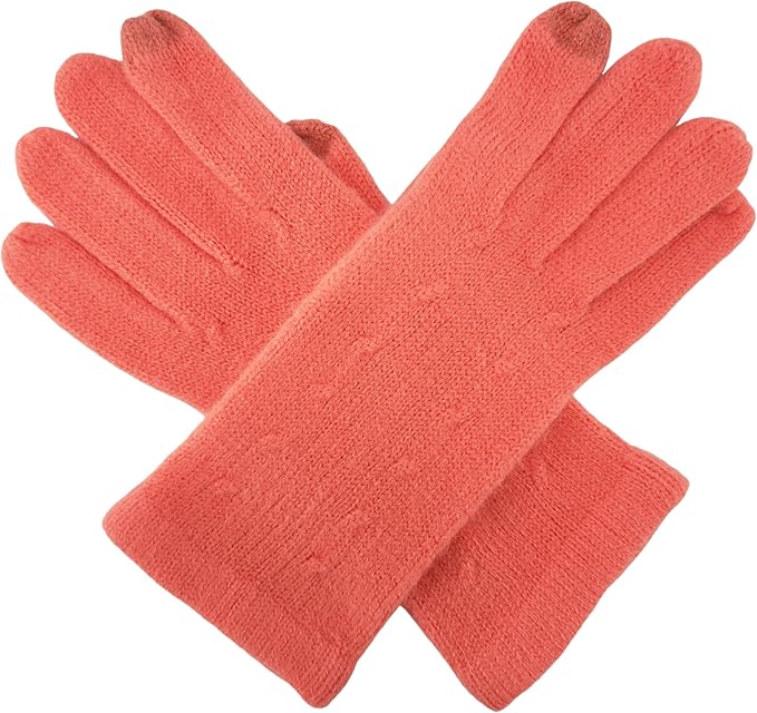 BRUCERIVER Women's Ultra Soft Knit Scarf & Glove Set Touchscreen Function Cable Design