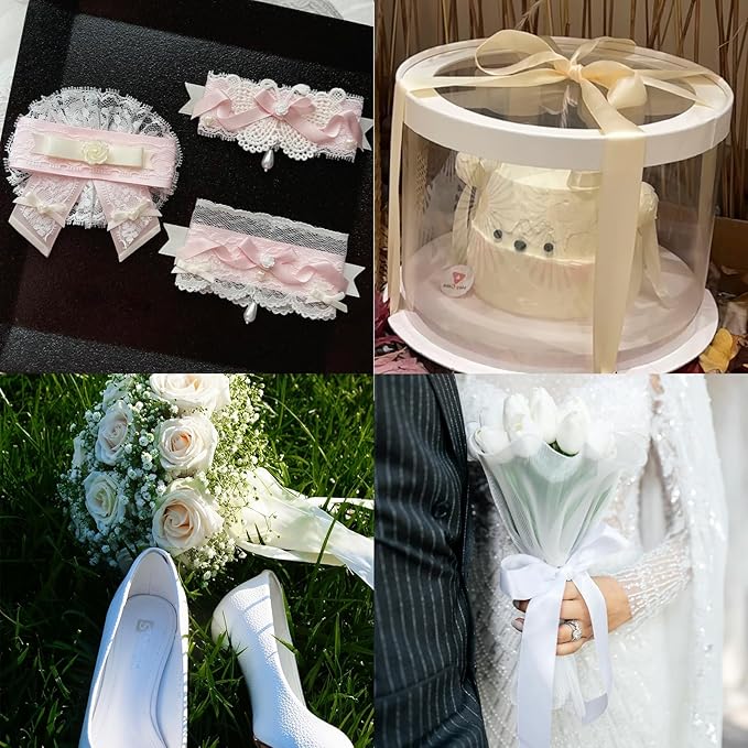 LEEQE Double Face Silver Satin Ribbon 1 inch X 25 Yards Polyester Silver Ribbon for Gift Wrapping Very Suitable for Weddings Party Hair Bow Invitation Decorations and More