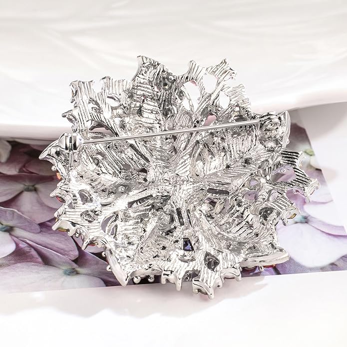 HAISWET Womens Flower-shape Statement Brooch Pin Crystal Brooch for Women