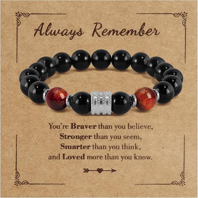 Hamoery Bracelets for Men Natural Tiger Eye Stone Beads Braided Rope Bracelet Gift for Dad Husband