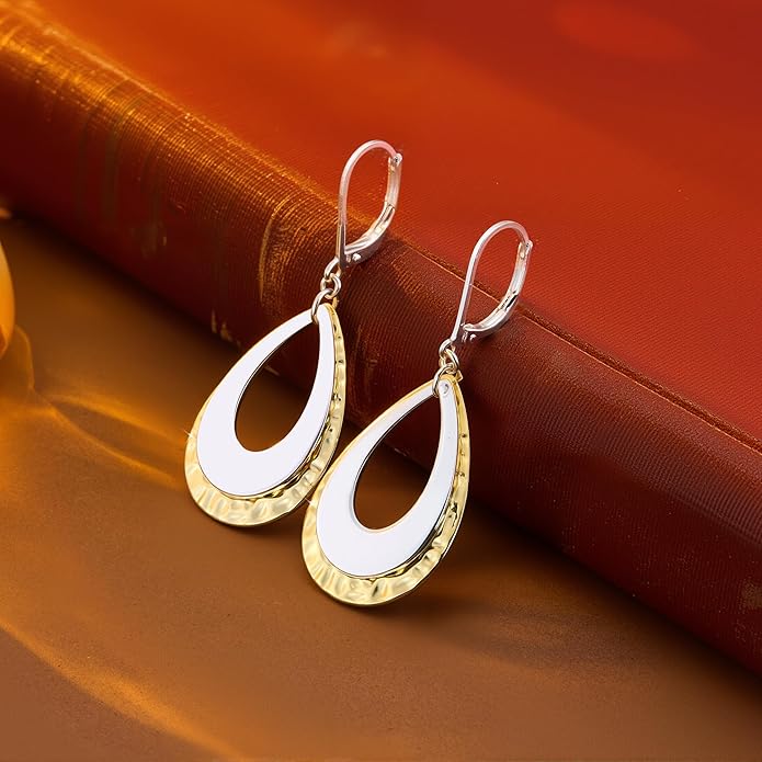 925 Sterling Silver Teardrop Dangle Earrings for Women Hammered Layer Drop Dangle Earrings Jewelry Hypoallergenic Boho Teardrop Leverback Dangle Earings for Jewelry Gifts
