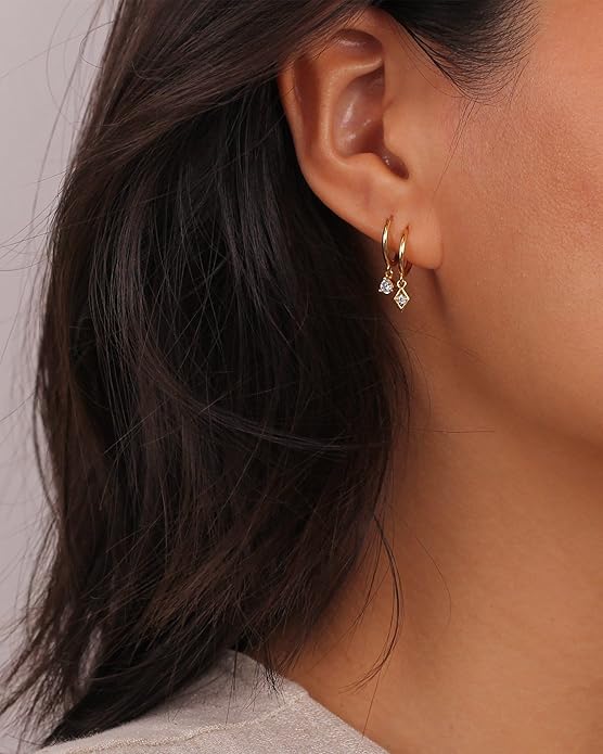 Freekiss 3 Pairs Gold Hoop Earrings Set: Dainty Stud Earrings Trendy Small 14K Gold Plated Hypoallergenic Dangle Cartilage Huggie Hoop Earrings for Women Gold Jewelry for Women Gifts