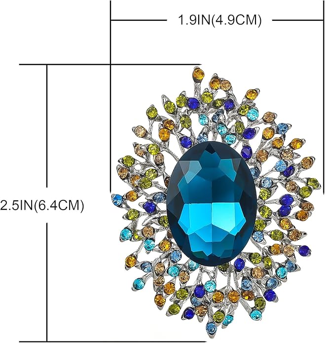 YOQUCOL Elegant Colorful Cubic Zirconia Crystal Bright Rhinestone Brooch Pins for Women Grils