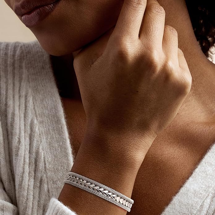 Ross-Simons Italian Silver Heart Motif Bracelet