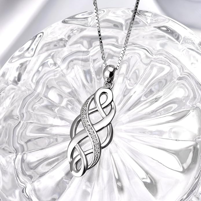 YFN Irish Celtic Knot Created Opal Pendant Necklace Sterling Silver Black Necklaces for Women Men 18"