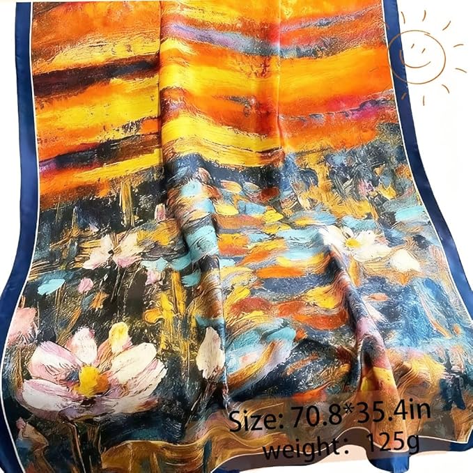 Clysoru Silk Scarf For Women Hair Scarves Lightweight Satin Elegant Shawl Wraps Bufanda Mujer Fashion Accessories 70.8"X35.4"