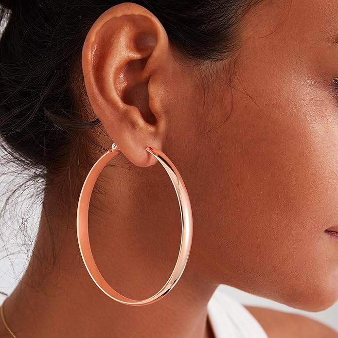 Gacimy 14K Gold Plated Hoop Earrings for Women, 14k Real Gold Plated with 925 Sterling Silver Post, Hypoallergenic Lightweight Thick Hoops Earrings for Women Trendy