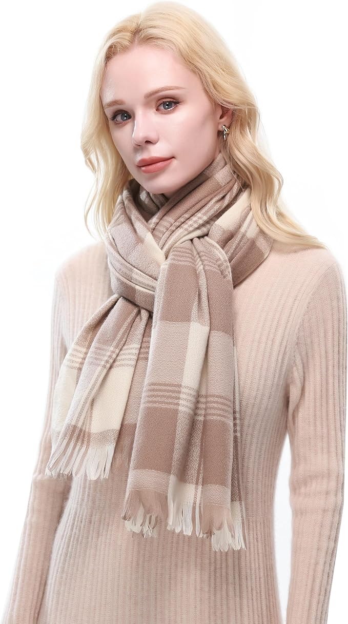 RIIQIICHY Plaid Scarf for Women Fall Winter Pashmina Scarves Wraps for Cold Weather Warm Large