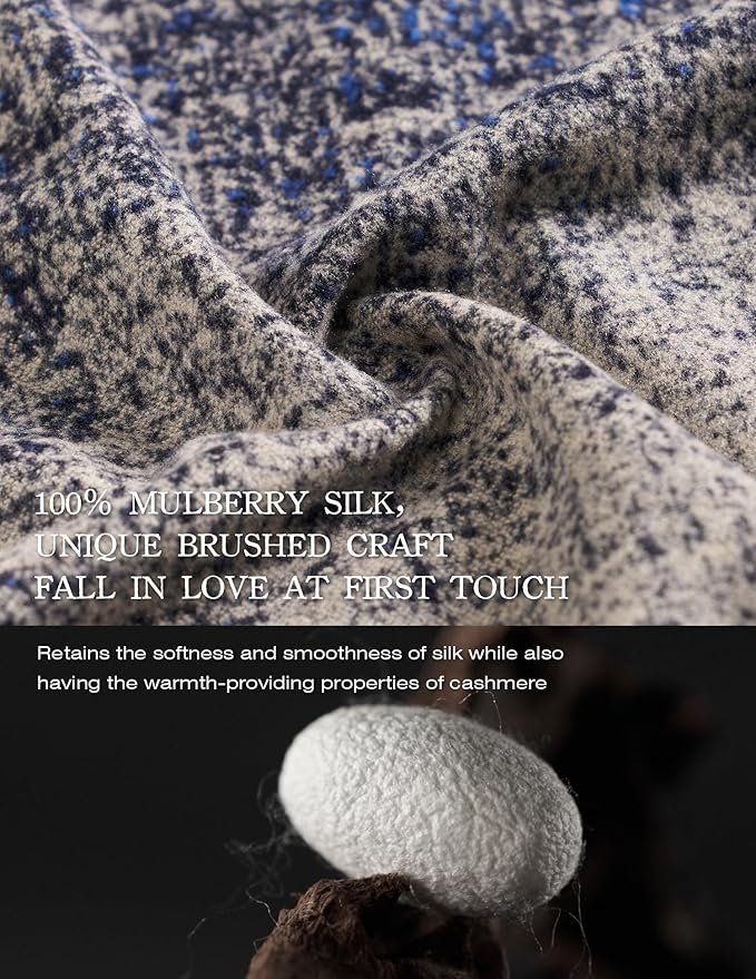 ZHE JIN Luxurious Silk Scarf Shawl Wraps for Women, Warm Scarves Winter Gift, 100% Brushed Mulberry Silk