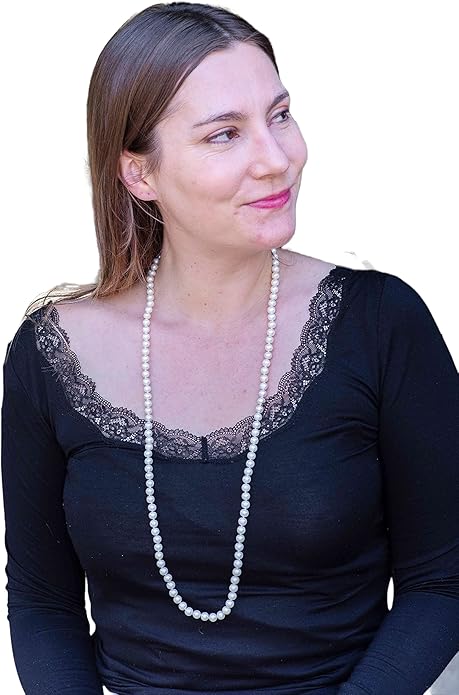 II ROUND PEARL II Real Pearl Necklace for Women Ivory Beige Cream White Pearls Jewelry Men Cultured Freshwater Sterling Silver Wedding