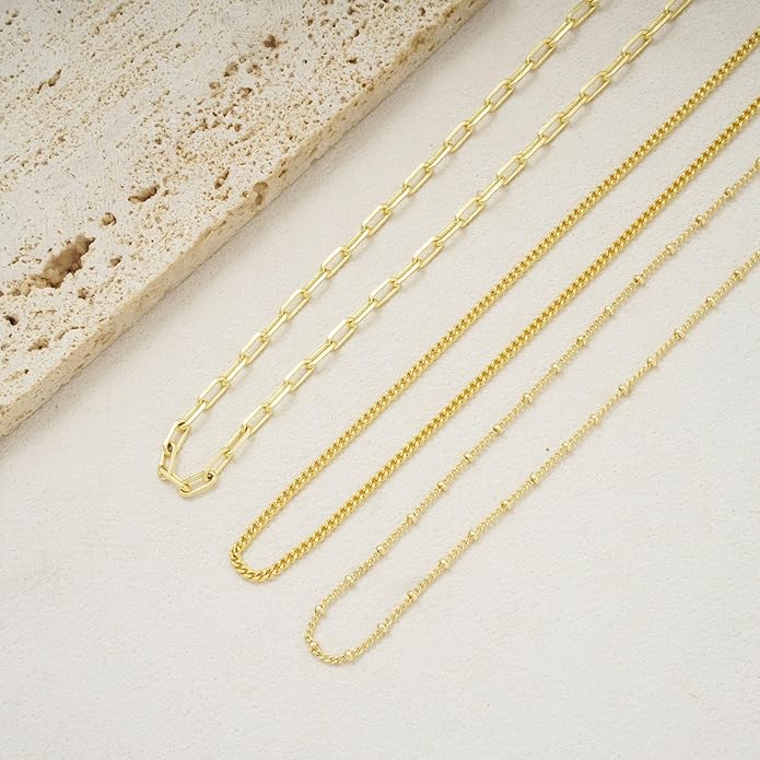 Layered Gold Necklace for Women Dainty 14K Gold/Silver Plated Stacked Necklace for Women Trendy Cuban Paperclip Herringbone Chain Diamond Pendant Necklaces Jewelry Set Accessories Gift