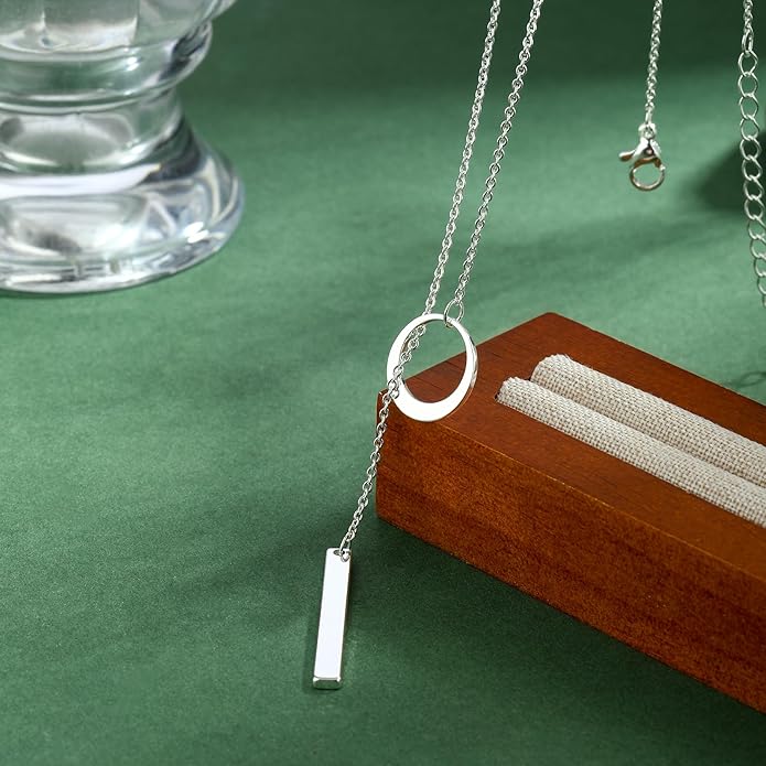 Lariat Gold Necklaces for Women Trendy Dainty Long Necklace 14k Gold Plated/Silver Layered Drop Beaded Chain Necklaces Y-shaped Pendant Necklace Simple Gold Jewelry Gifts