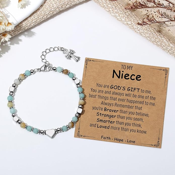 TONY & SANDY Christian Gifts for Women, Religious Cross Bracelet Jewelry, Easter Basket Stuffers for Teens Kids Adults, Faith Confirmation Baptism Christmas Birthday Gifts for Women