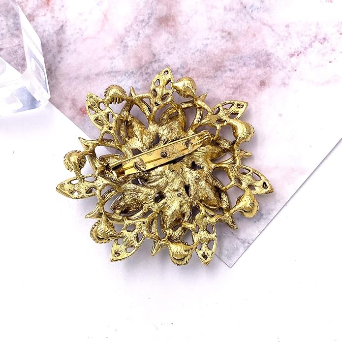 LAXPICOL Vintage Women's Austrian Crystal Elegant Flower Brooch Wedding Broach Pin