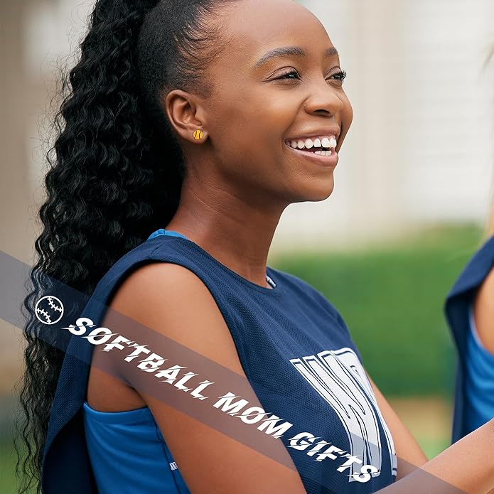 SmileBelle Sterling Silver Sports Earrings, Hypoallergenic Volleyball Earrings, Soccer, Basketball Baseball Softball Stud Jewelry for Women Mom as Game Day Gifts Sports Fan Teen Stuff Accessories